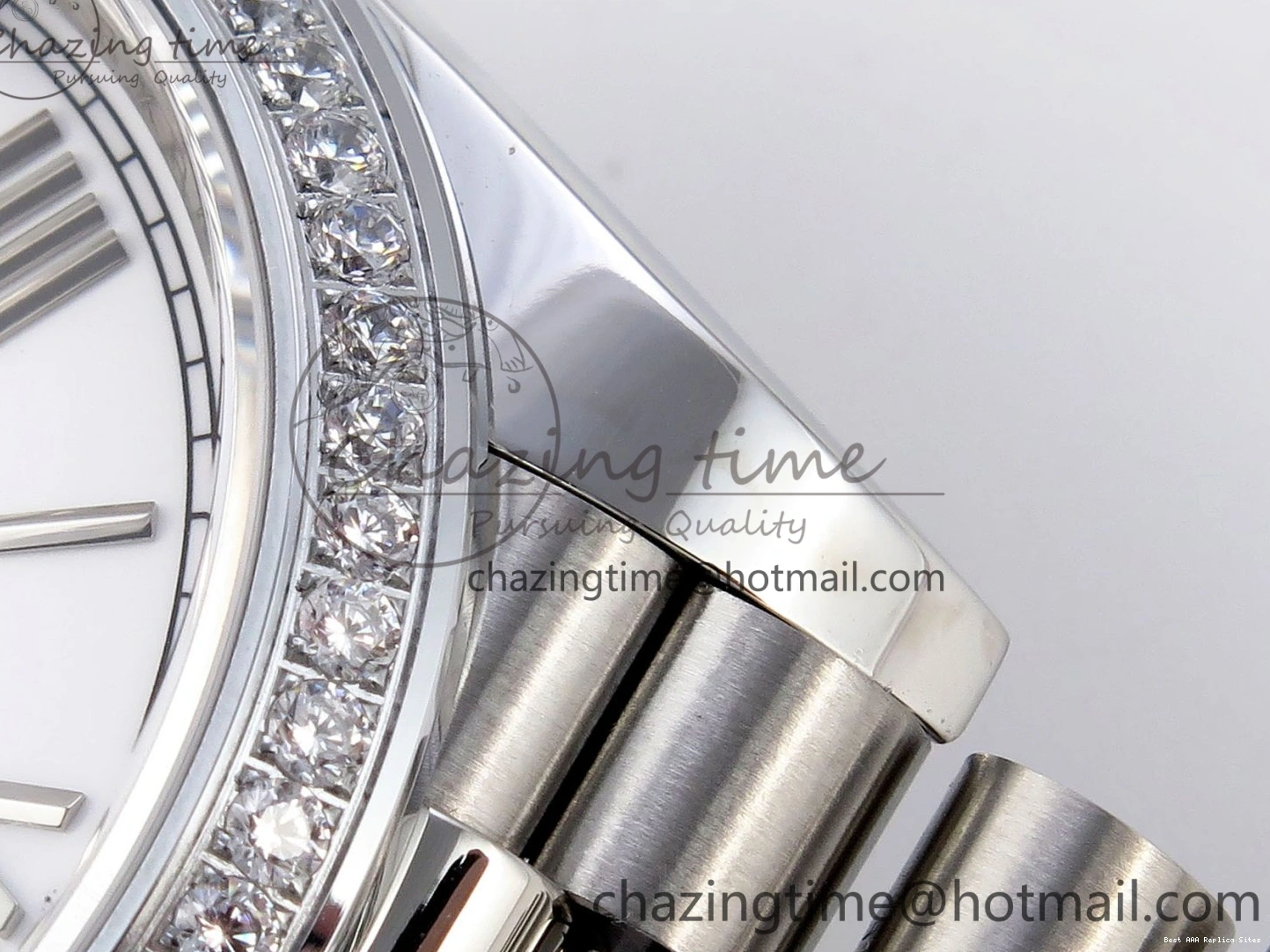 Good Copy Rolex Watches GSF Dial Bezel White Sustainable A 1920 40 SS Roman on Weight DayDate Diamonds Bracelet Gain President 1227